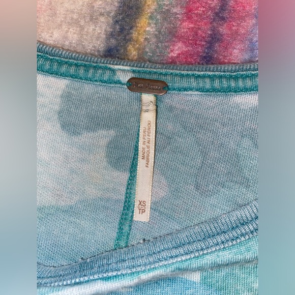 Free People Tourist Tee in Teal Camo- size XS - Picture 5 of 6